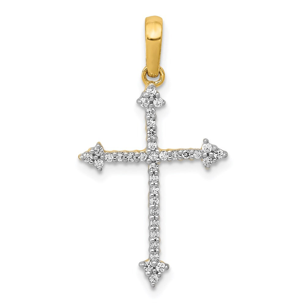 14k yellow gold 1 5ct real diamond cross pendant pm5078 020 ya