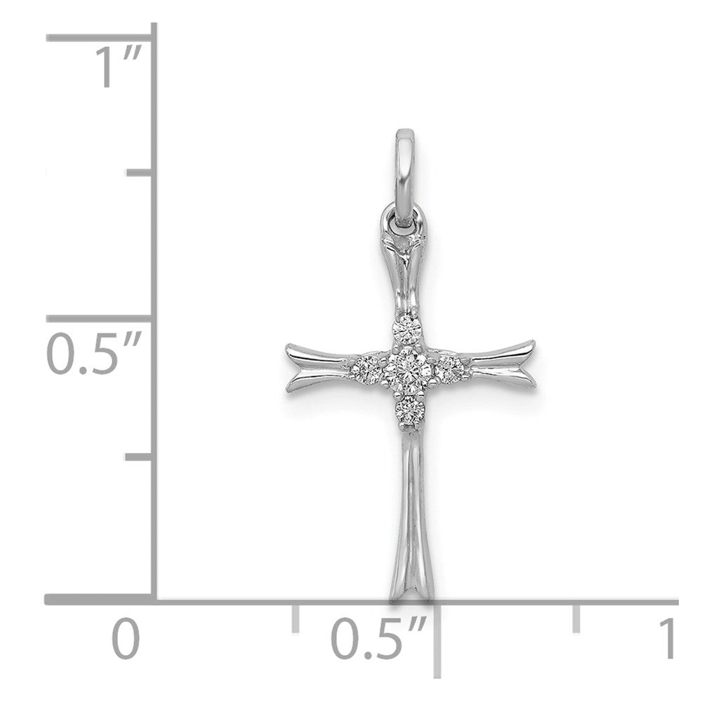 Solid 14k White Gold 1/15ct. Simulated CZ Cross Pendant