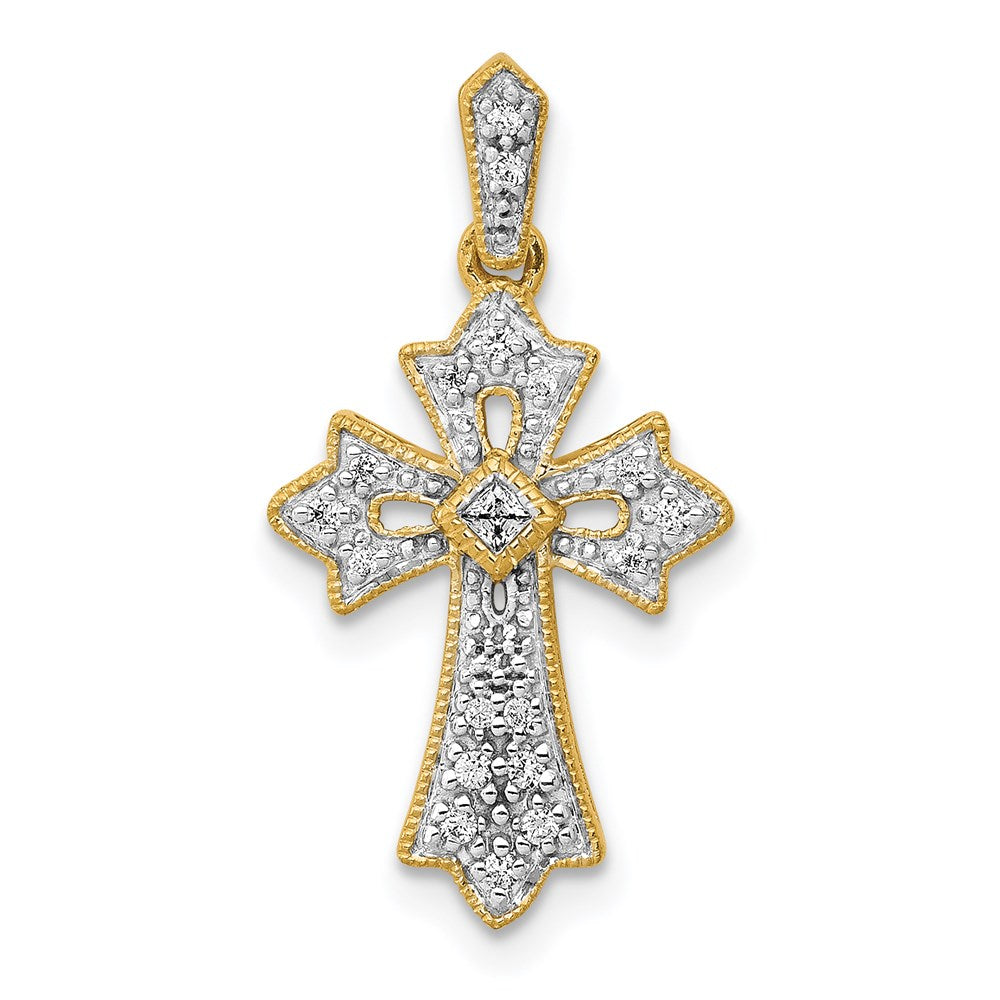 14k yellow gold 1 10ct real diamond fancy cross pendant pm5088 010 ya