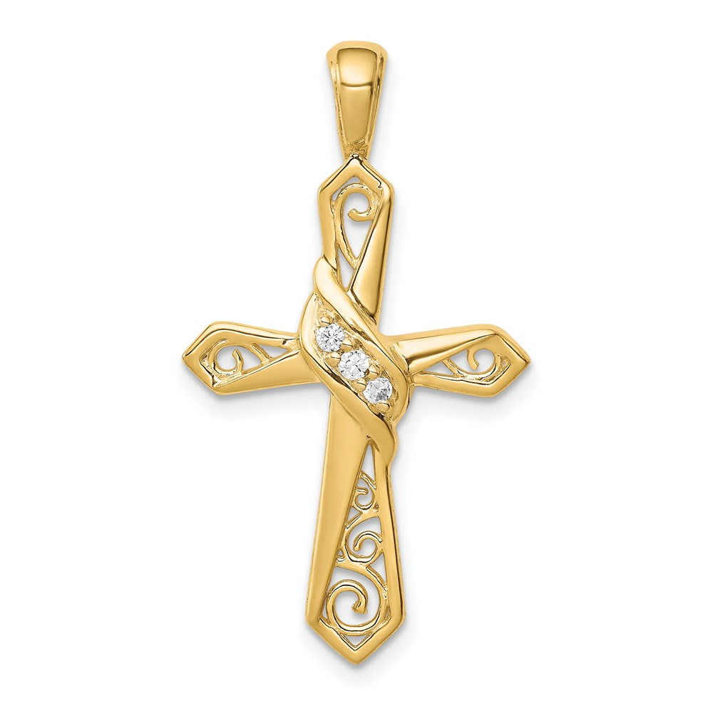 14k yellow gold 1 20ct real diamond cross pendant pm5108 005 ya