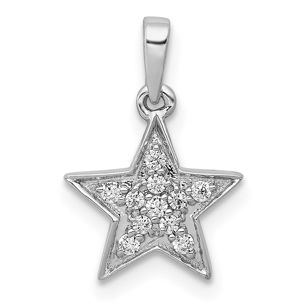 14k white gold 1 10ct real diamond star pendant pm5181 010 wa