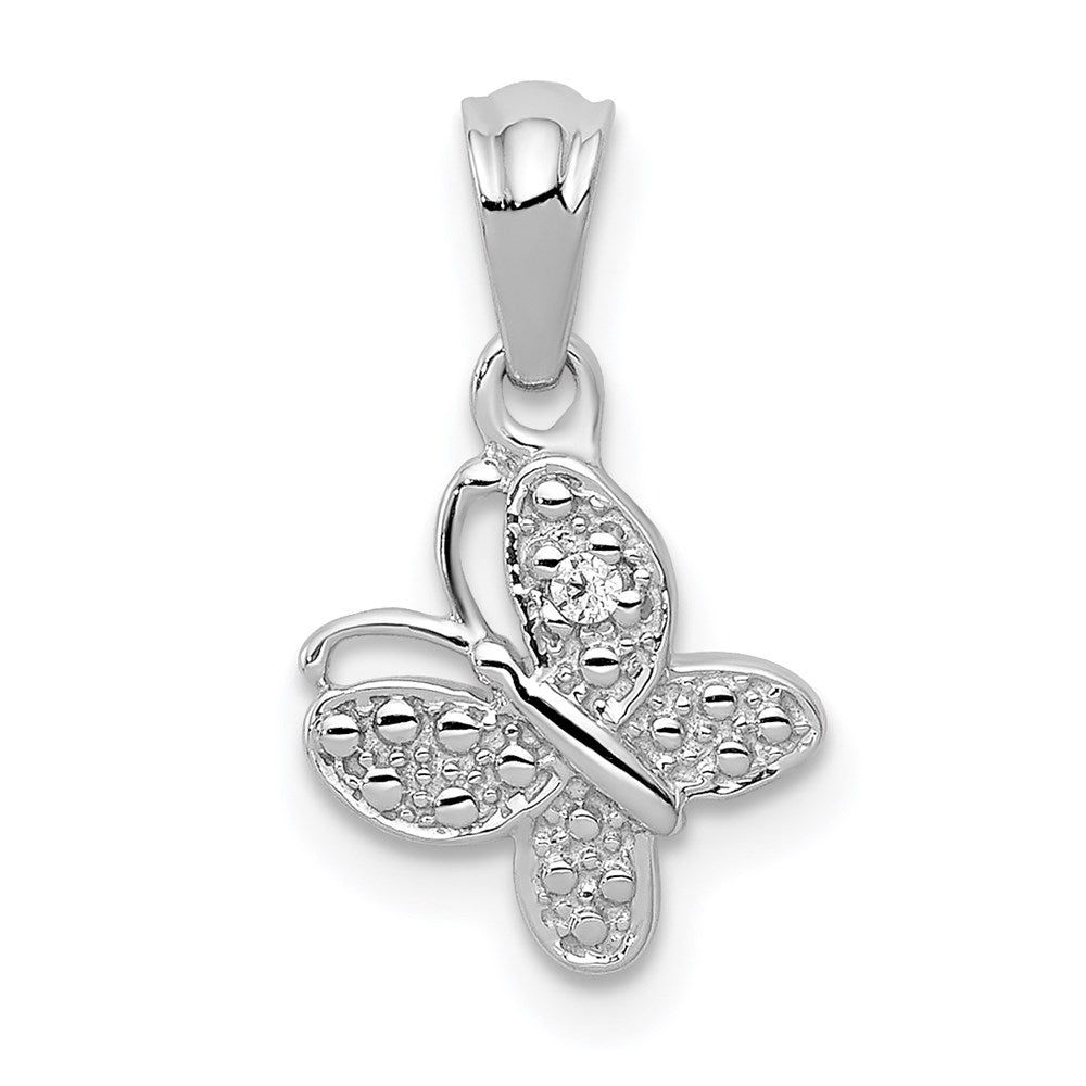 14k white gold 01ct real diamond butterfly pendant pm5214 001 wa