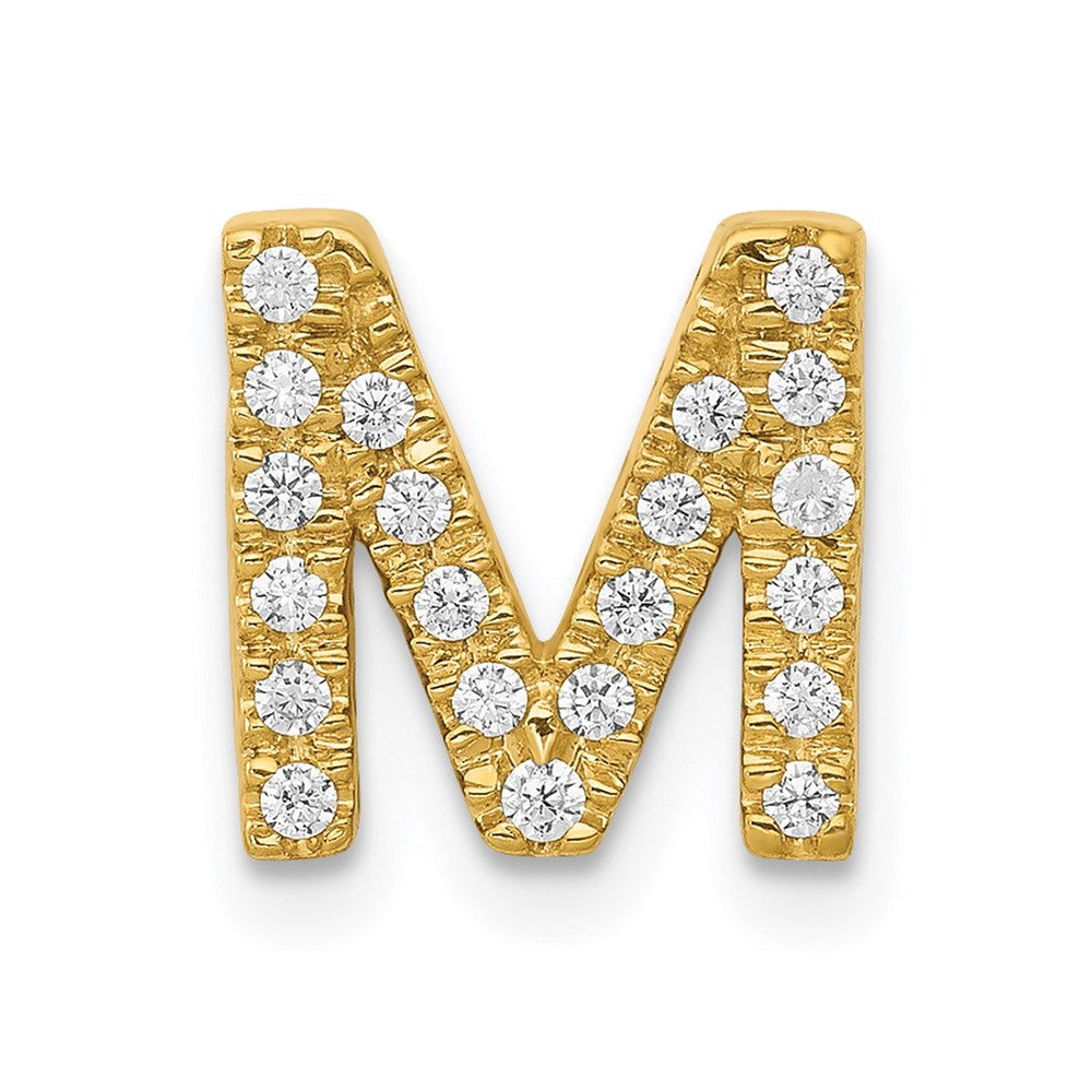 14k yellow gold real diamond letter m initial charm pm5221m 016 ya
