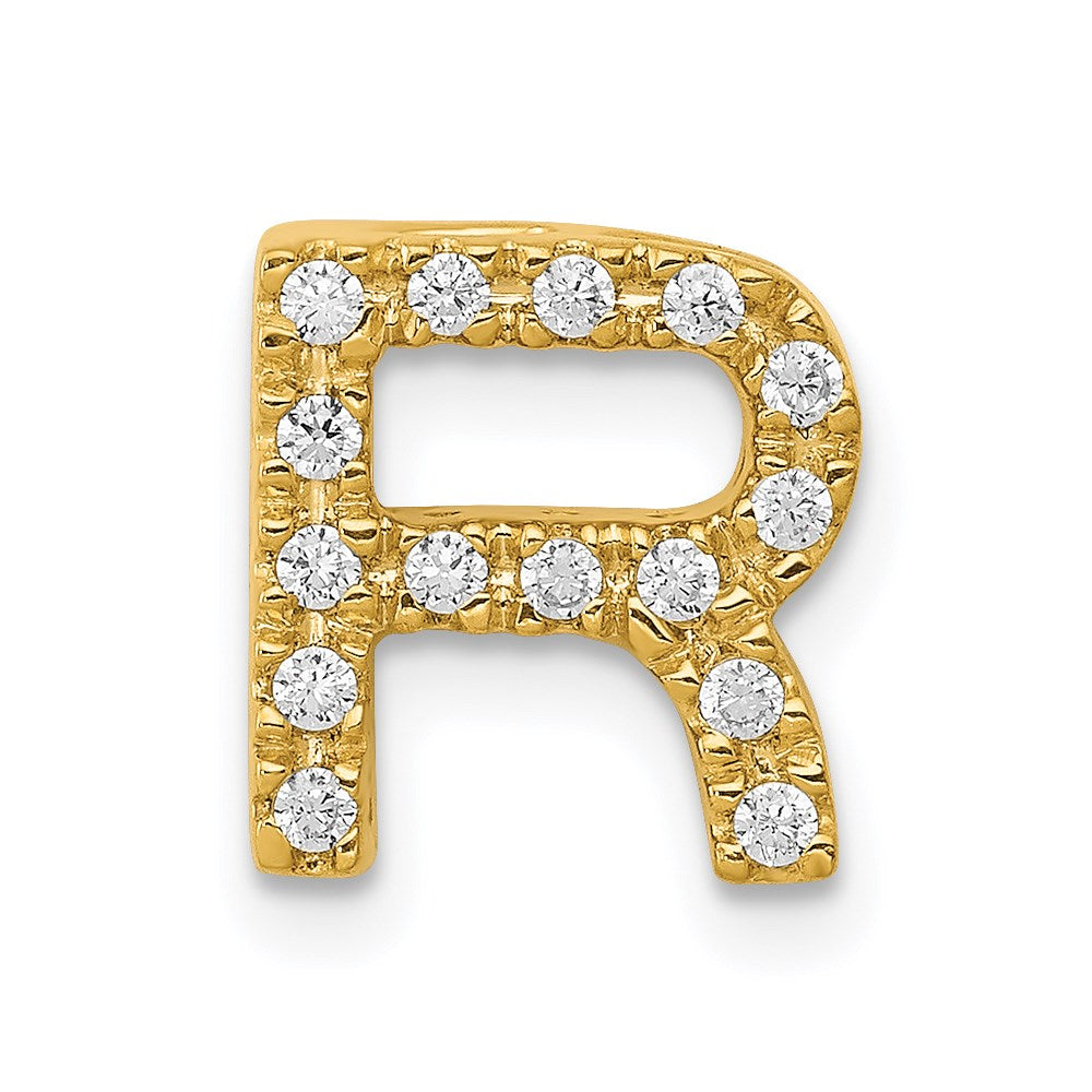 14k yellow gold real diamond letter r initial charm pm5221r 016 ya