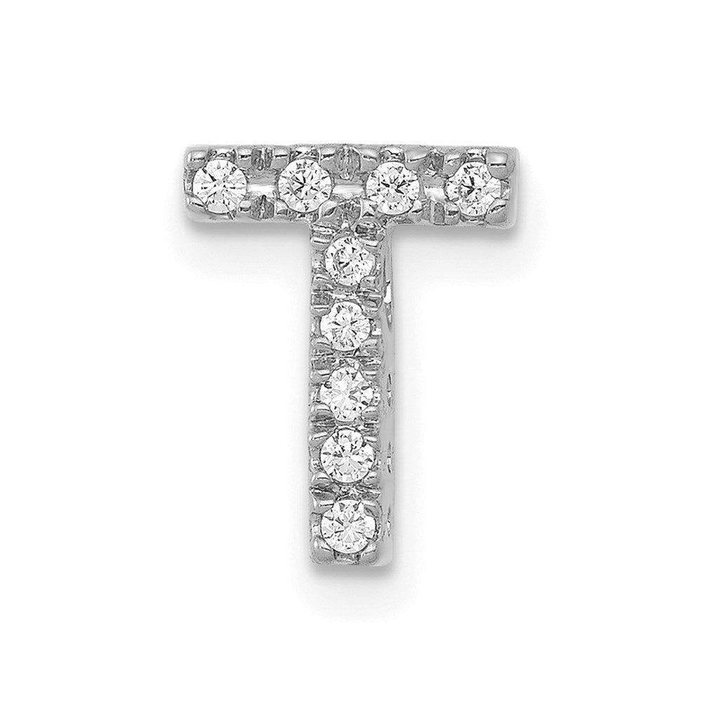 14k white gold real diamond letter t initial charm pm5221t 010 wa