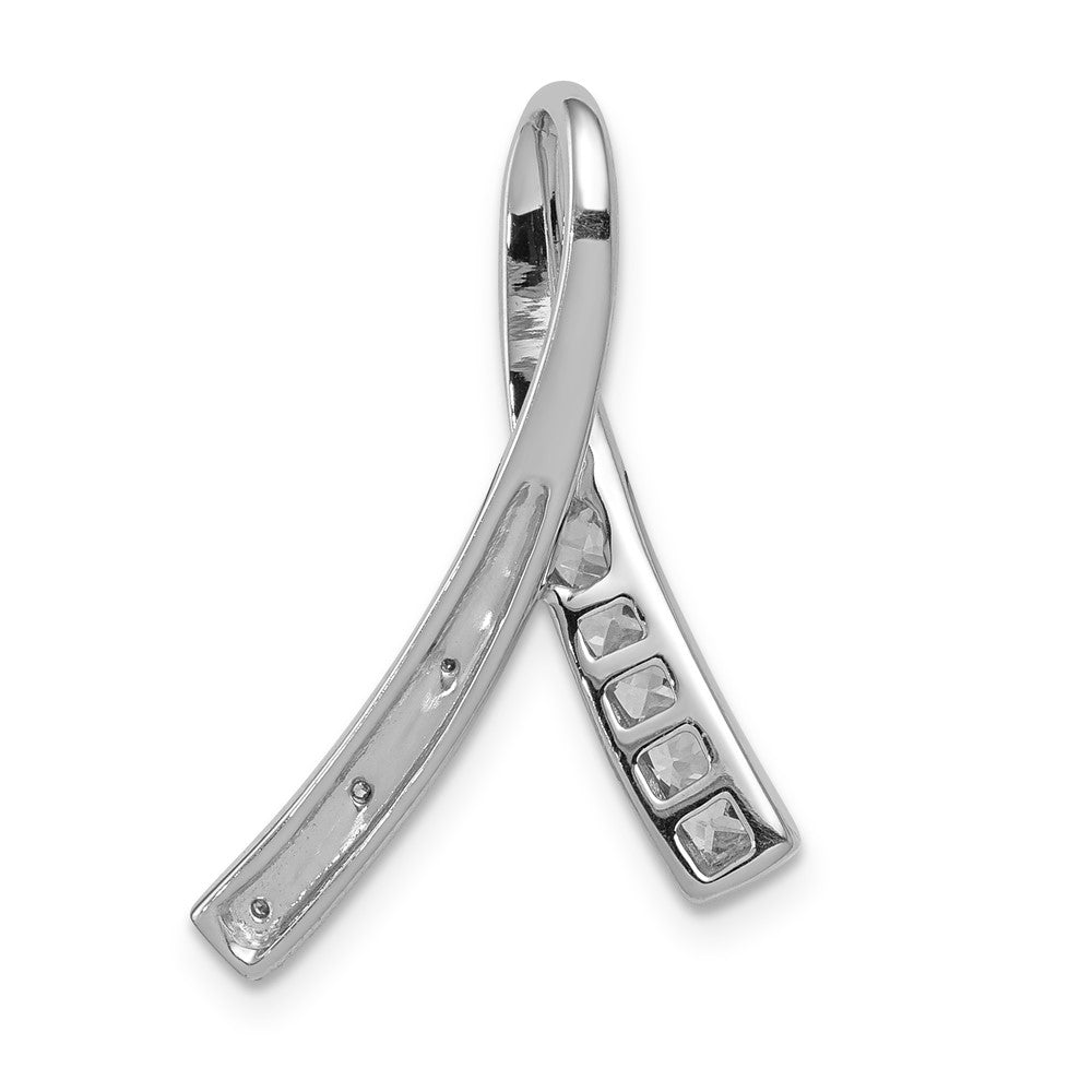 Solid 14k White Gold Simulated CZ and PinK Sapphire Pendant