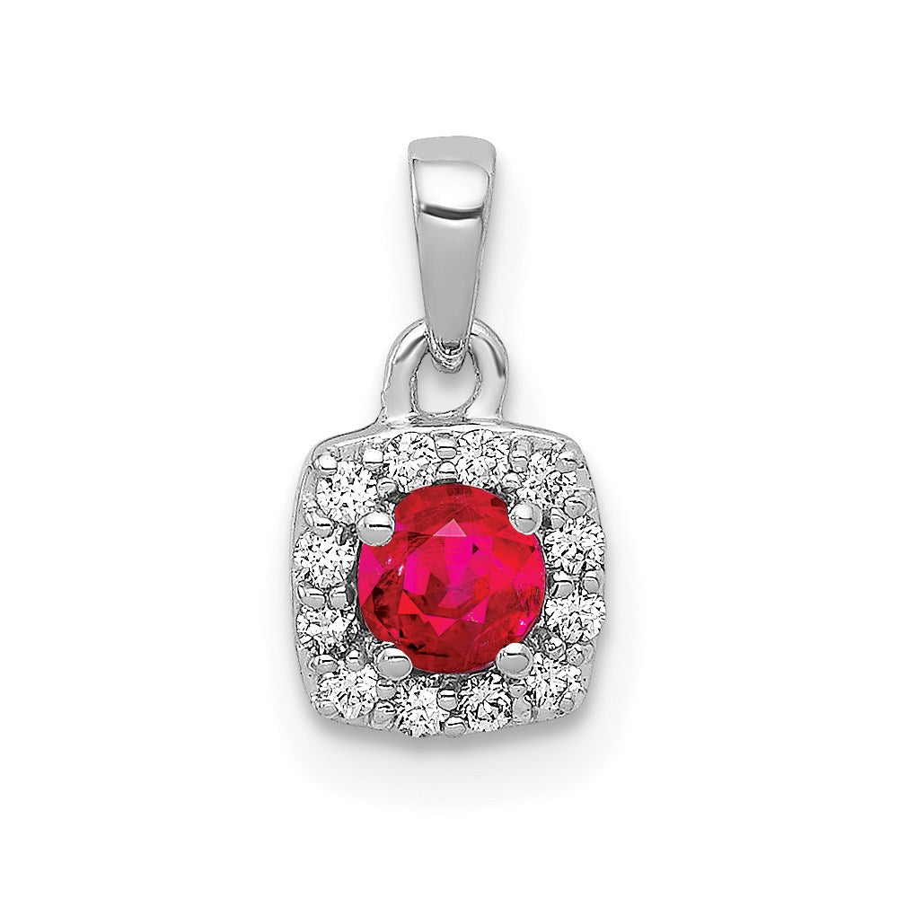 14k white gold real diamond and 20 ruby square halo pendant pm5248 ru 010 wa