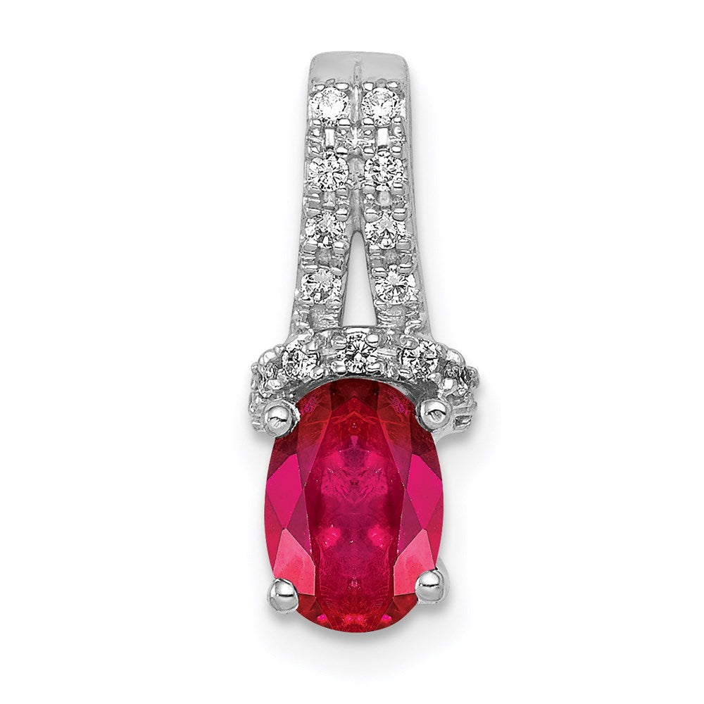 14k white gold real diamond and oval ruby pendant pm5249 ru 010 wa