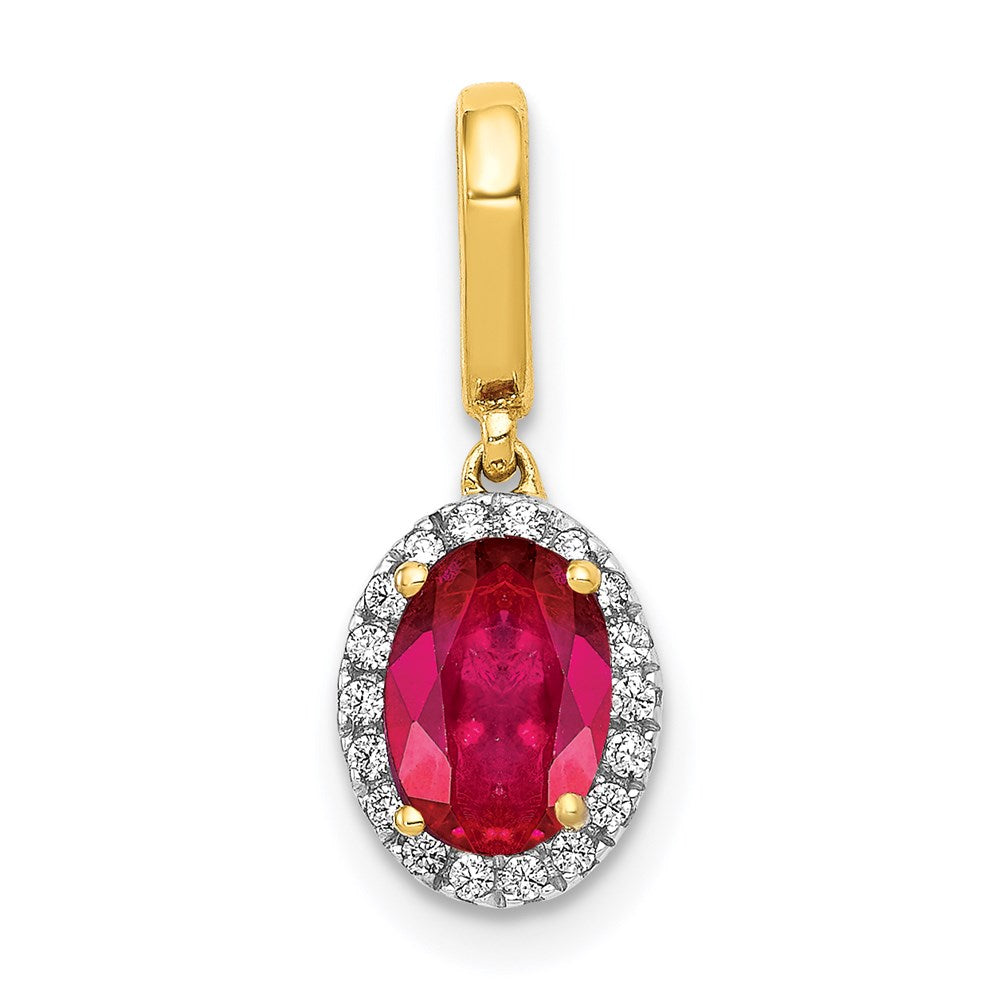 14k yellow gold real diamond and 99 ruby halo pendant pm5254 ru 010 ya