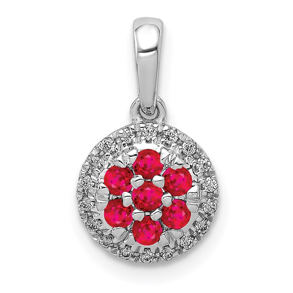 14k white gold real diamond and 28 ruby circle pendant pm5255 ru 010 wa