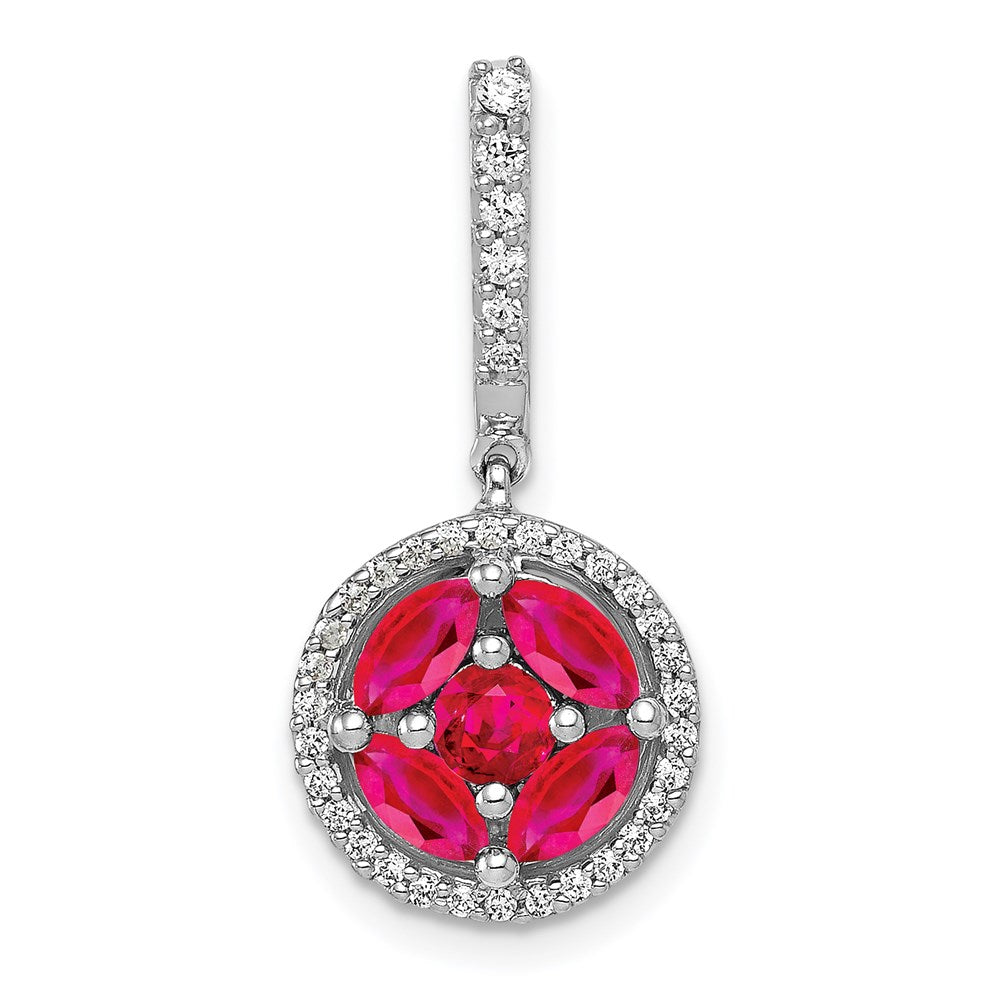14k white gold real diamond 1 02 ruby circle halo pendant pm5257 ru 020 wa