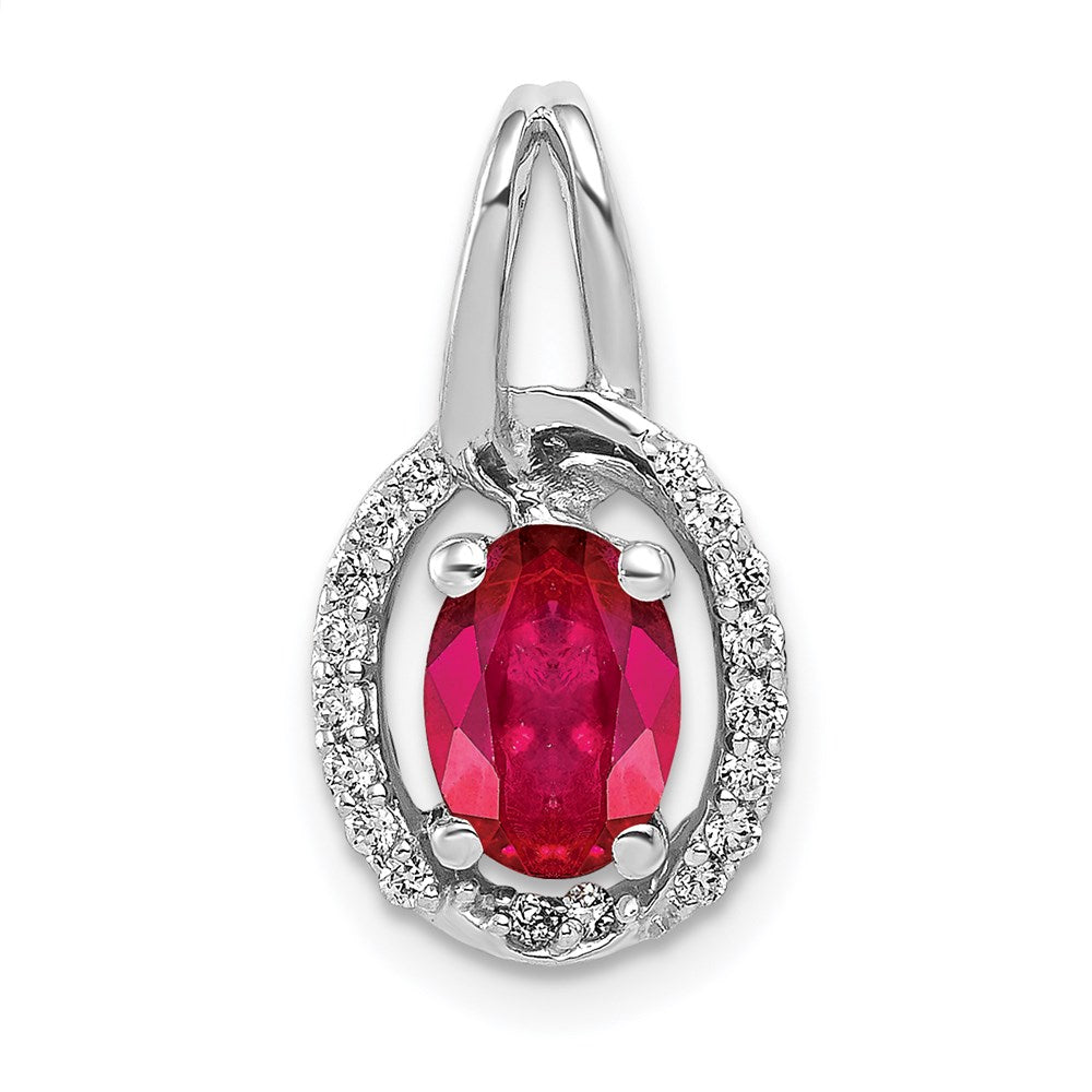 14k white gold real diamond and 86 ruby oval halo pendant pm5261 ru 013 wa