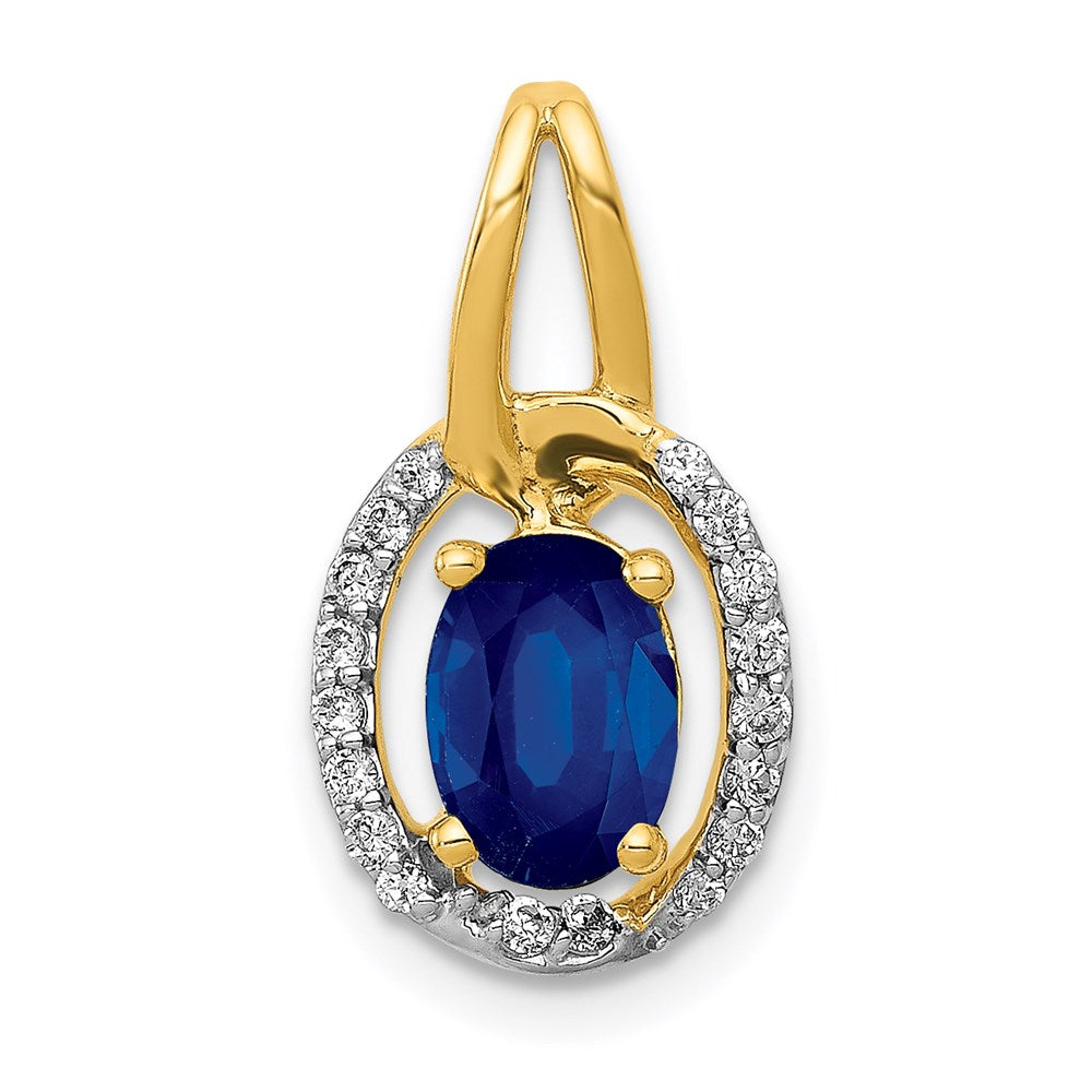 14k yellow gold real diamond and 85 sapphire halo pendant pm5261 sa 013 ya