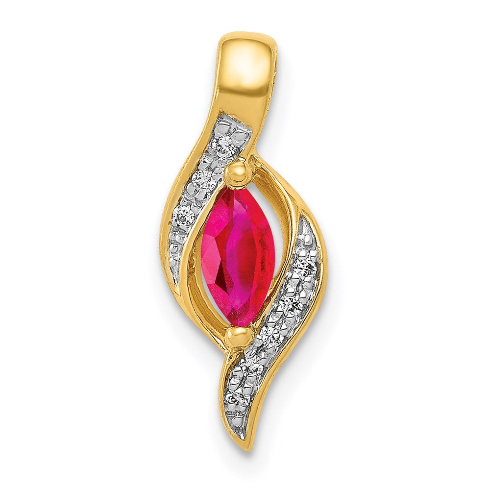 14k yellow gold real diamond and marquise 25 ruby pendant pm5265 ru 004 ya