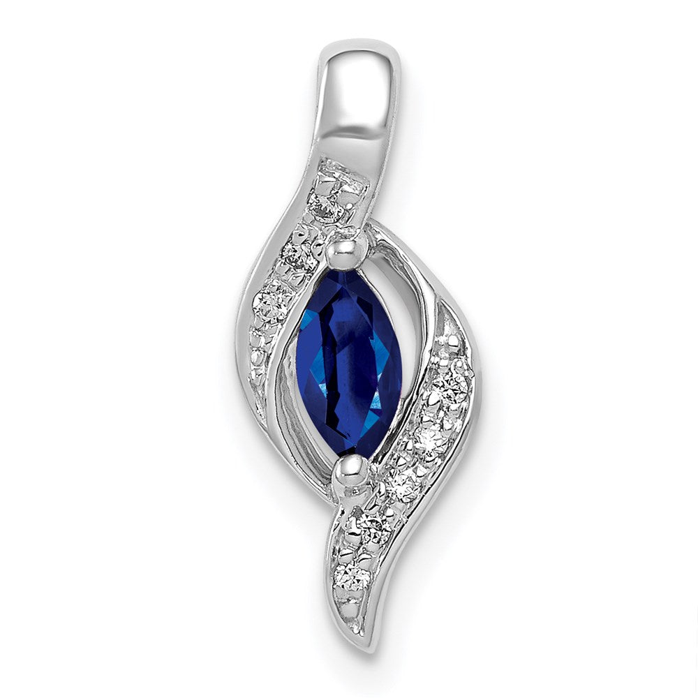 14k white gold real diamond and marquise 29 sapphire pendant pm5265 sa 004 wa