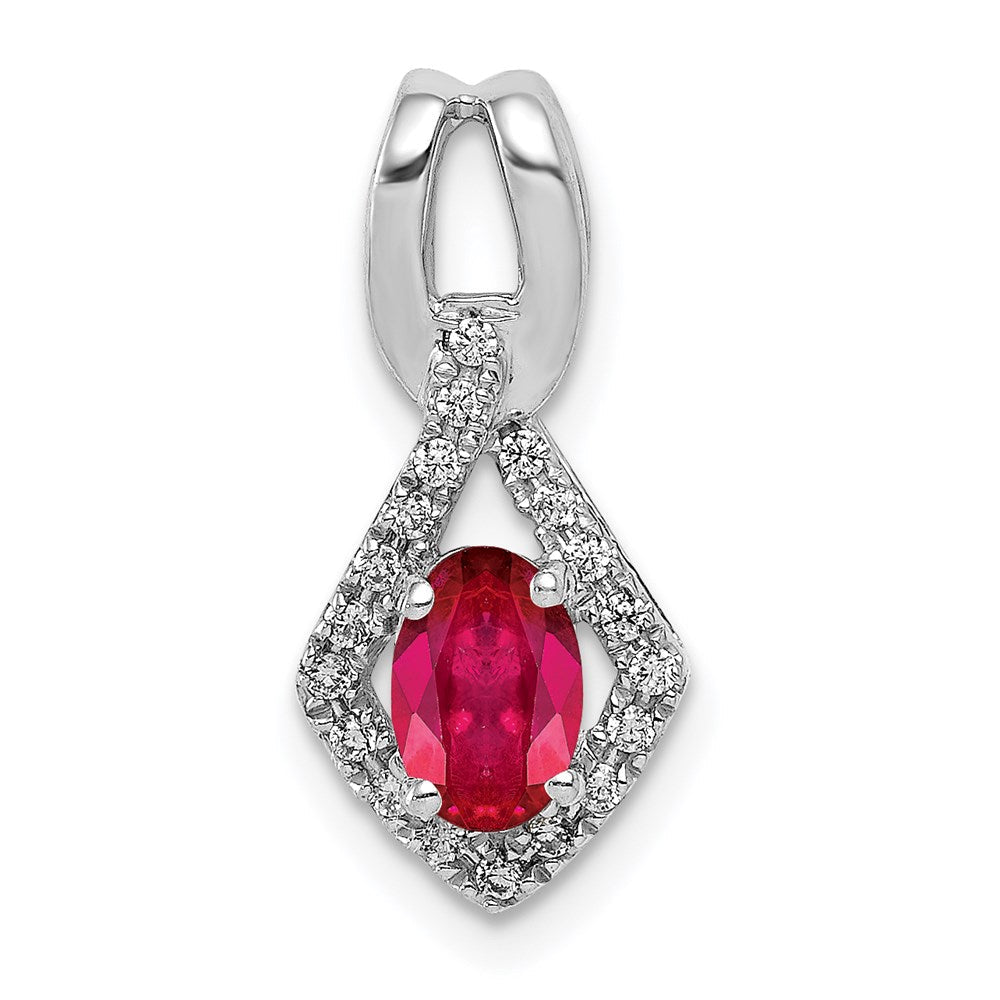 14k white gold real diamond and 62 oval ruby pendant pm5266 ru 010 wa