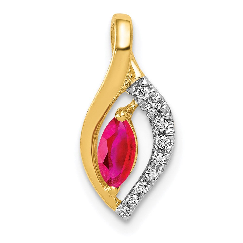 14k yellow gold real diamond and marquise 32 ruby pendant pm5267 ru 005 ya