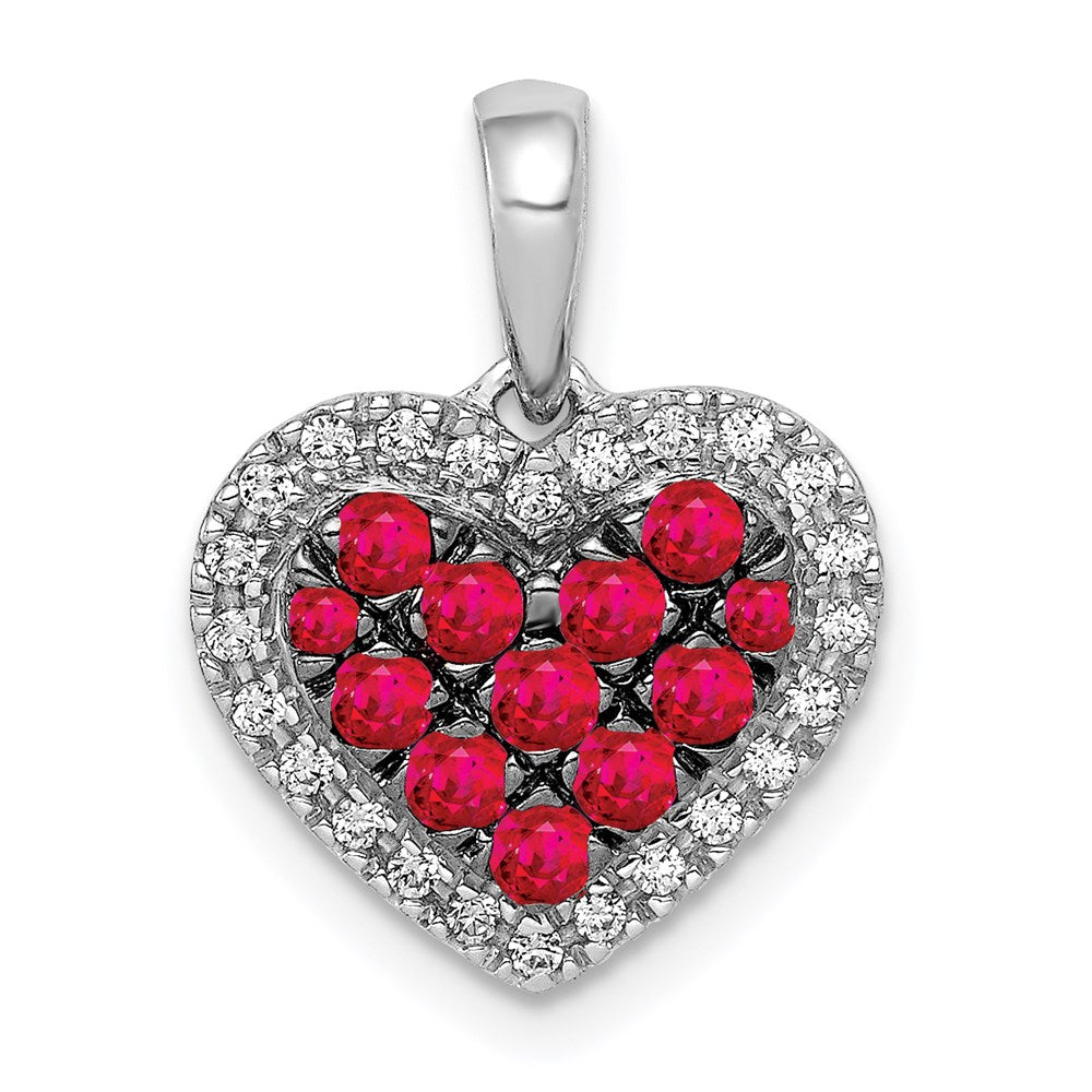 14k white gold w black rhodium real diamond 31 ruby heart pendant pm5268 ru 013 wa