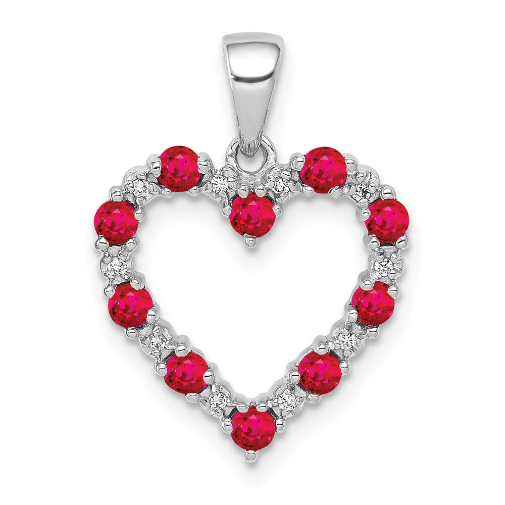 14k white gold real diamond and 35 ruby heart pendant pm5270 ru 003 wa