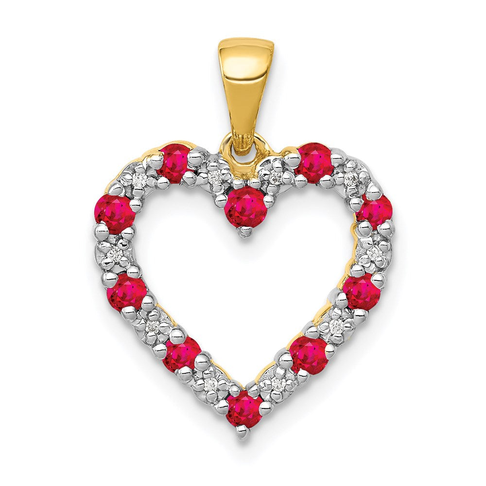 14k yellow gold real diamond and 35 ruby heart pendant pm5270 ru 003 ya