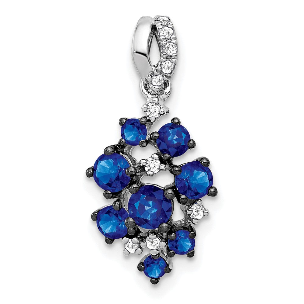 14k white gold 1 15ct real diamond and sapphire cluster pendant pm5280 sa 007 wa