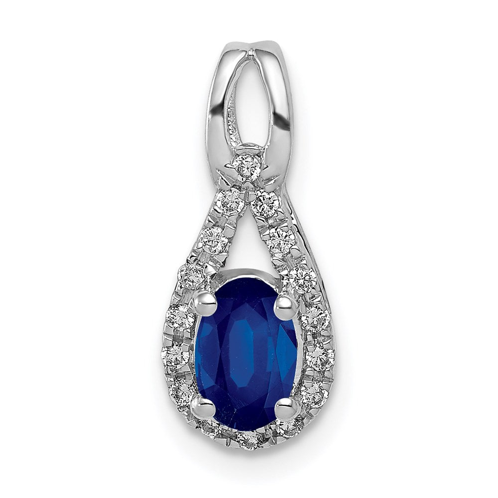 14k white gold real diamond and sapphire teardrop halo pendant pm5283 sa 010 wa