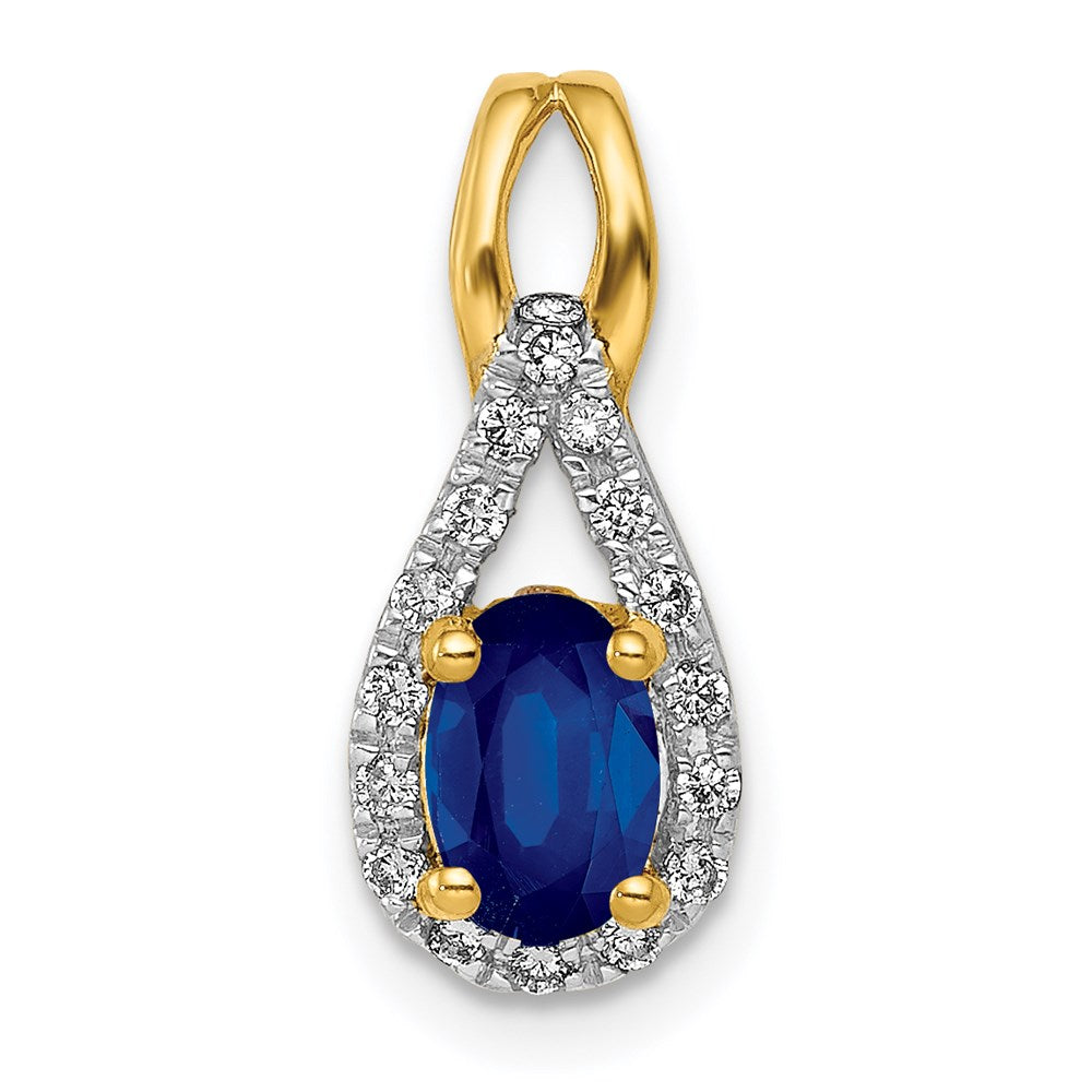 14k yellow gold real diamond and sapphire teardrop halo pendant pm5283 sa 010 ya