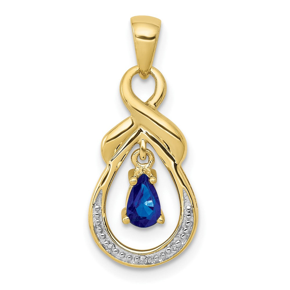 10k yellow gold pear sapphire and real diamond dangle pendant pm5291 sa 001 1ya