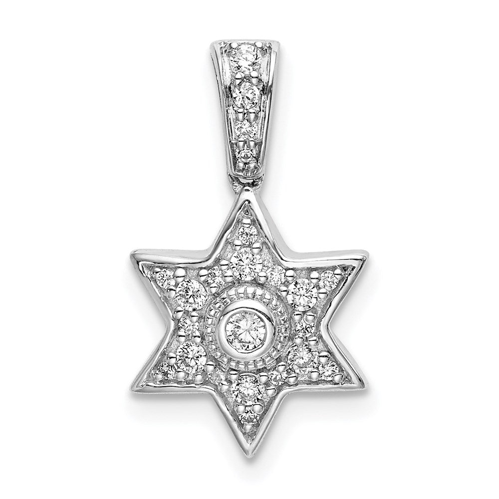 14k white gold real diamond six pointed star pendant pm6606 020 wa