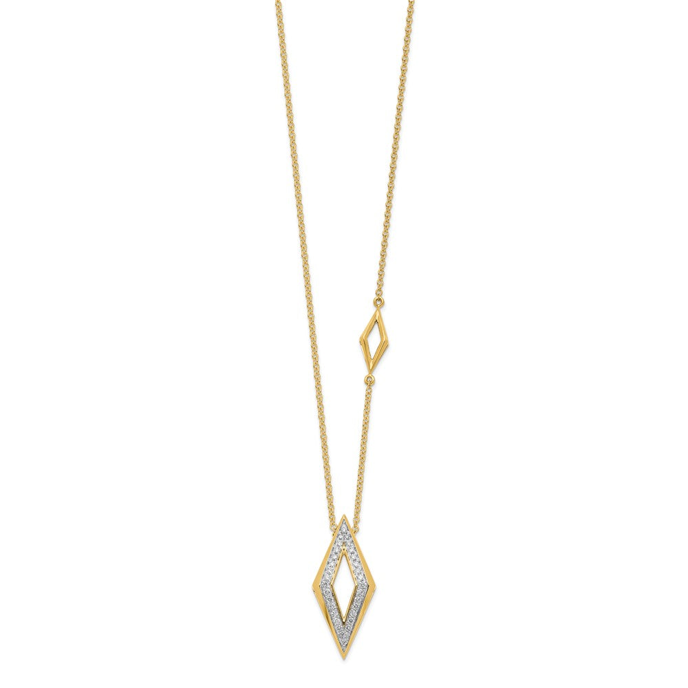 14k yellow gold polished fancy real diamond 18in necklace pm6823 019 ya