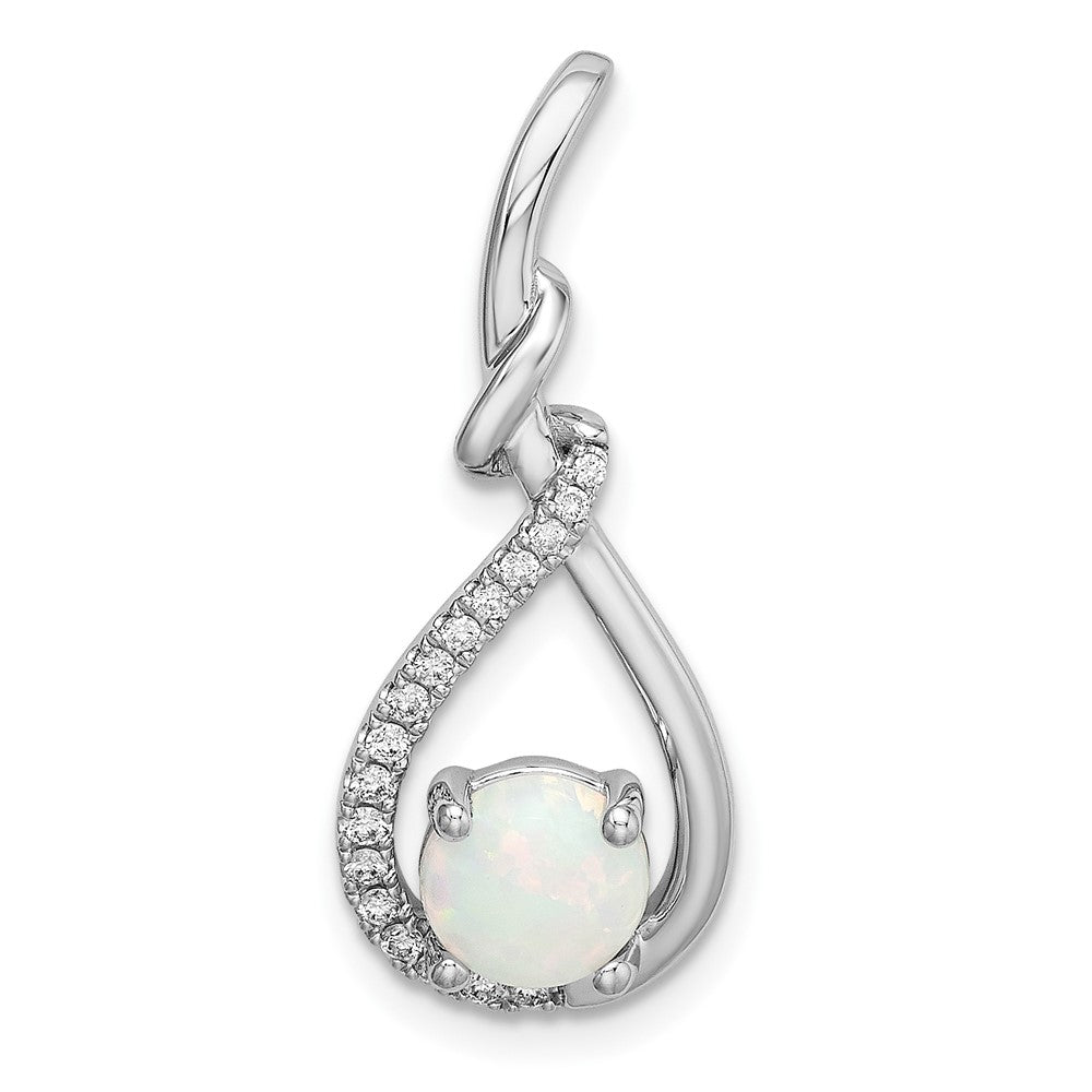 14k white gold opal teardrop real diamond pendant pm6838 op 009 wa