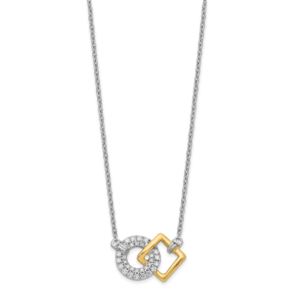 14k two tone gold polished real diamond circle and square 18in necklace pm6879 016 wya
