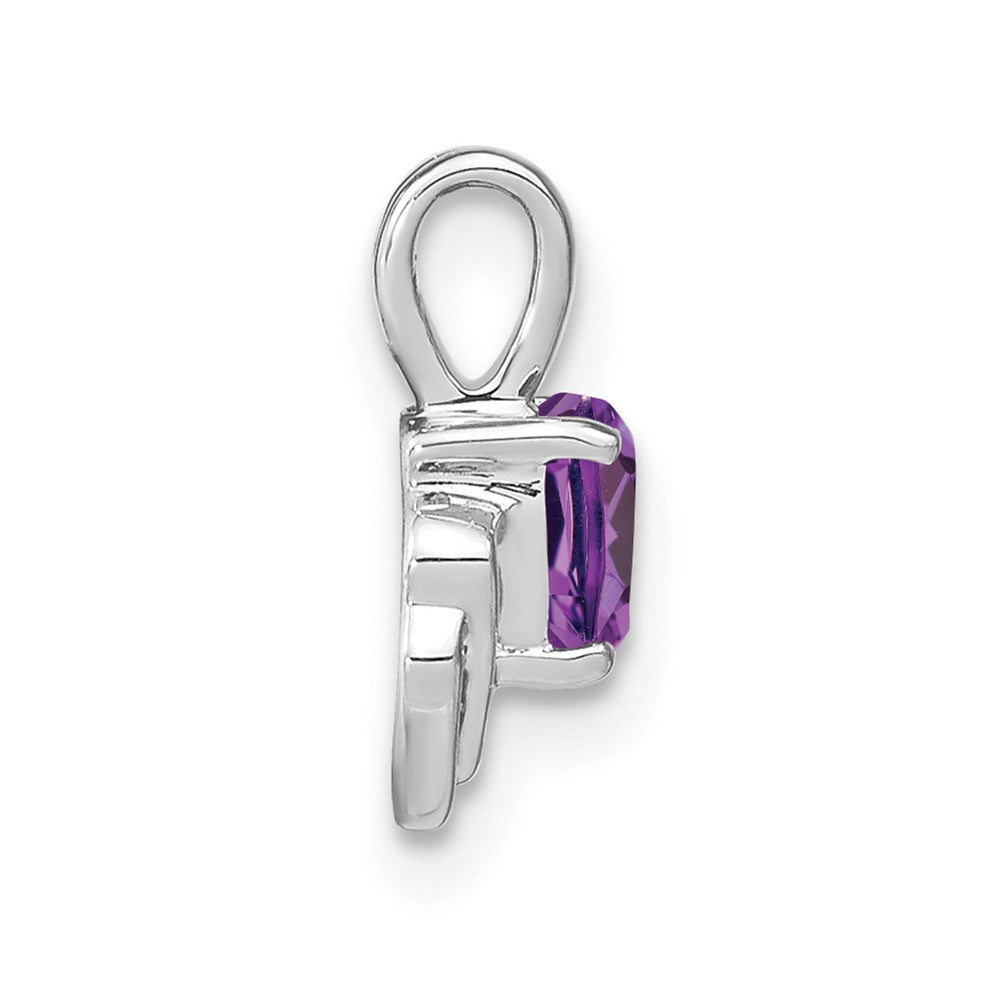 Solid 14k White Gold Simulated Amethyst and CZ Pendant