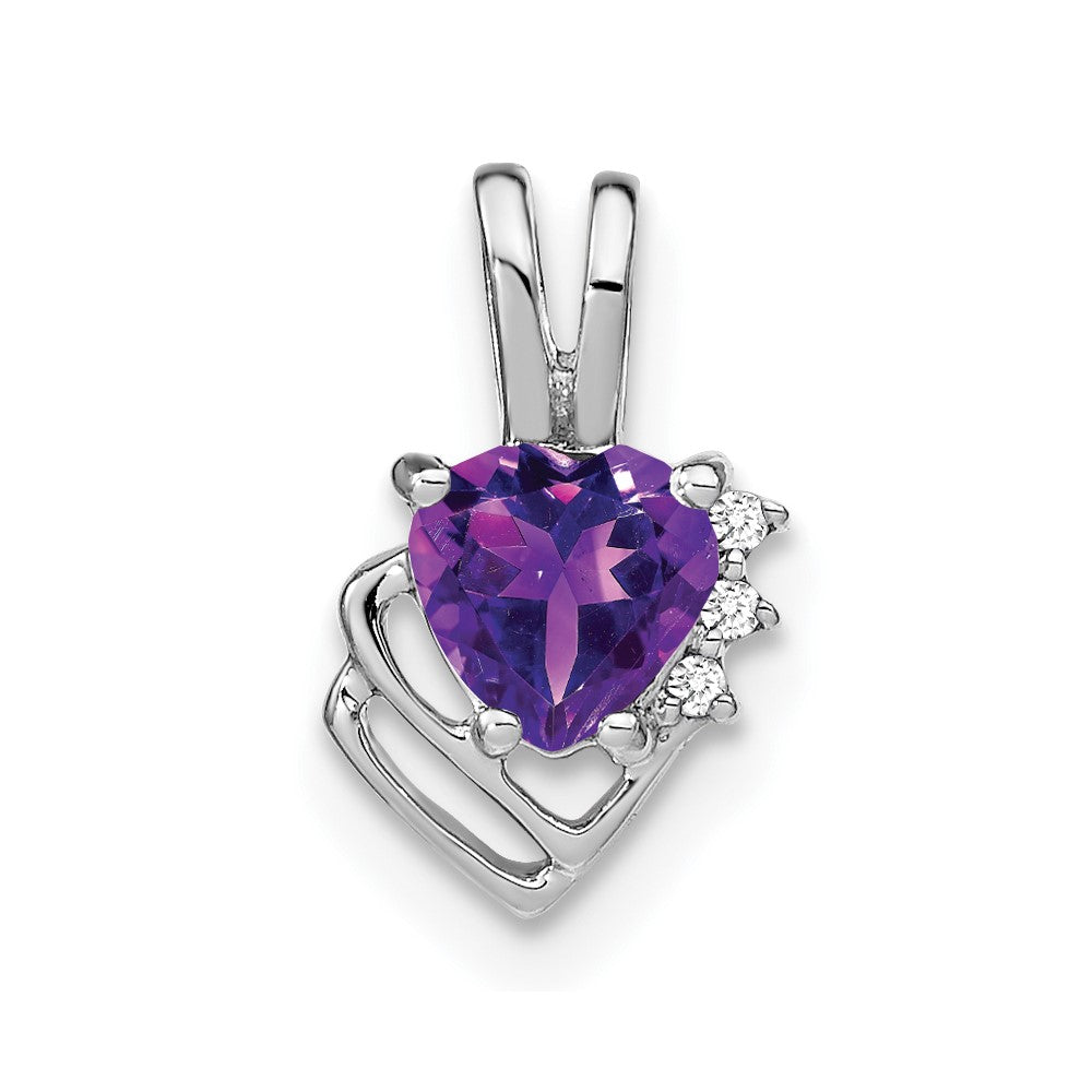 14k white gold amethyst and real diamond pendant pm7002 am 001 wa
