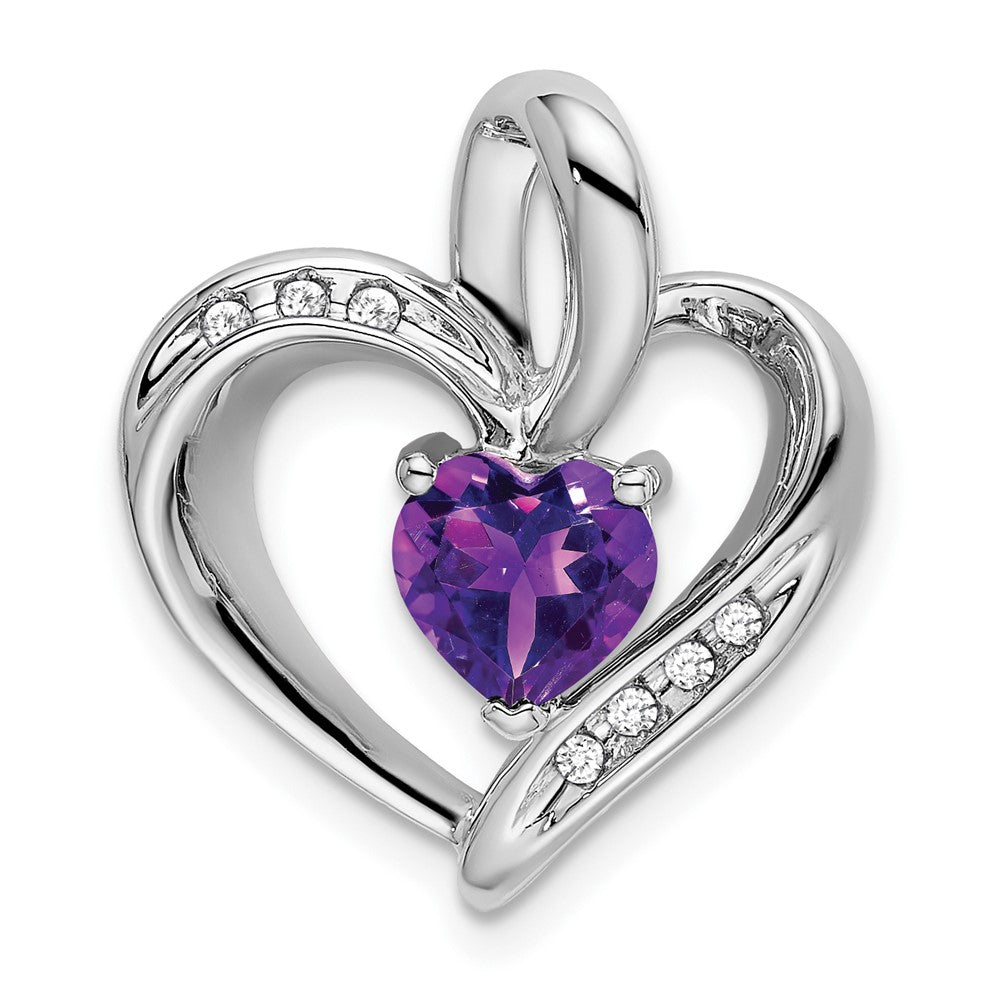 10k white gold amethyst and real diamond heart pendant pm7004 am 005 1wa