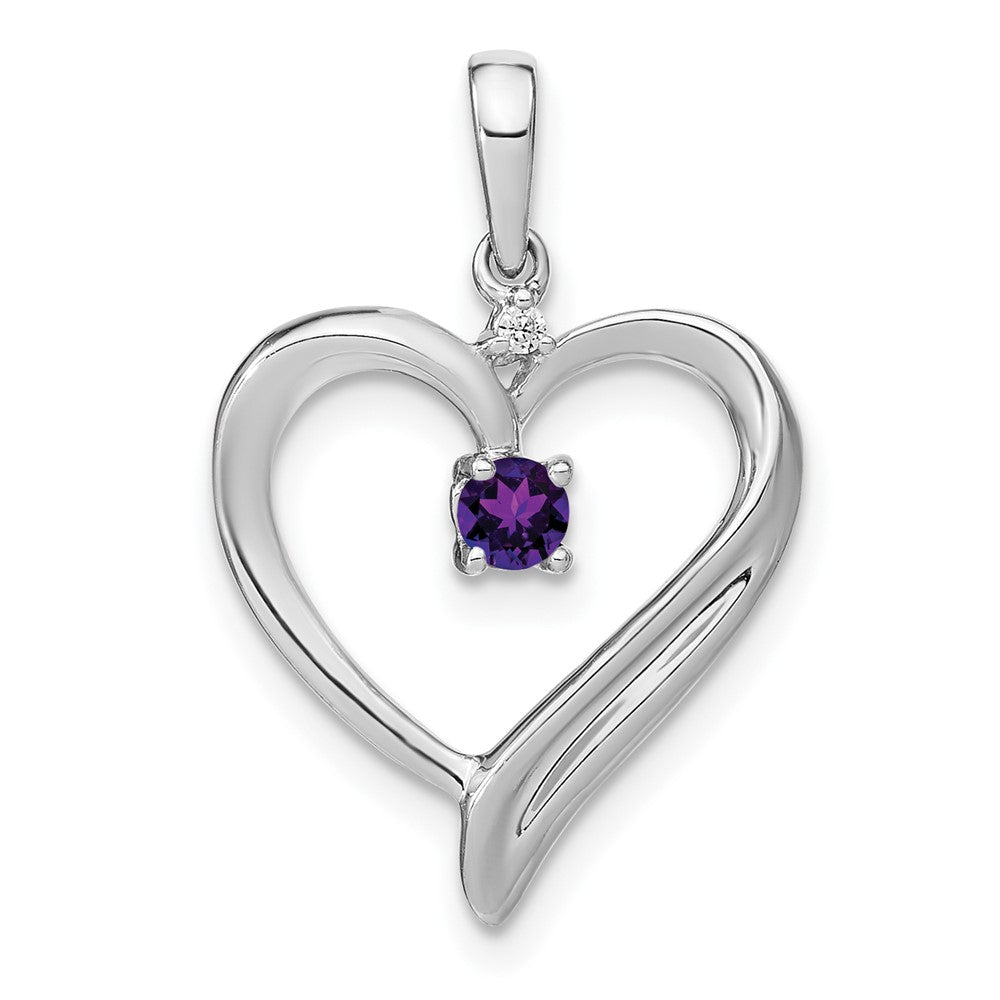 10k white gold amethyst and real diamond heart pendant pm7005 am 001 1wa