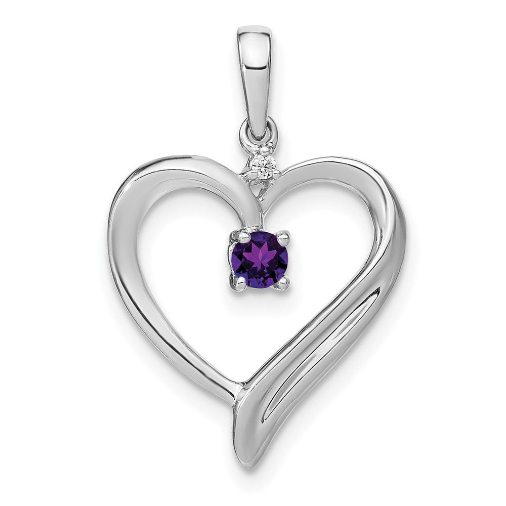 14k white gold amethyst and real diamond heart pendant pm7005 am 001 wa