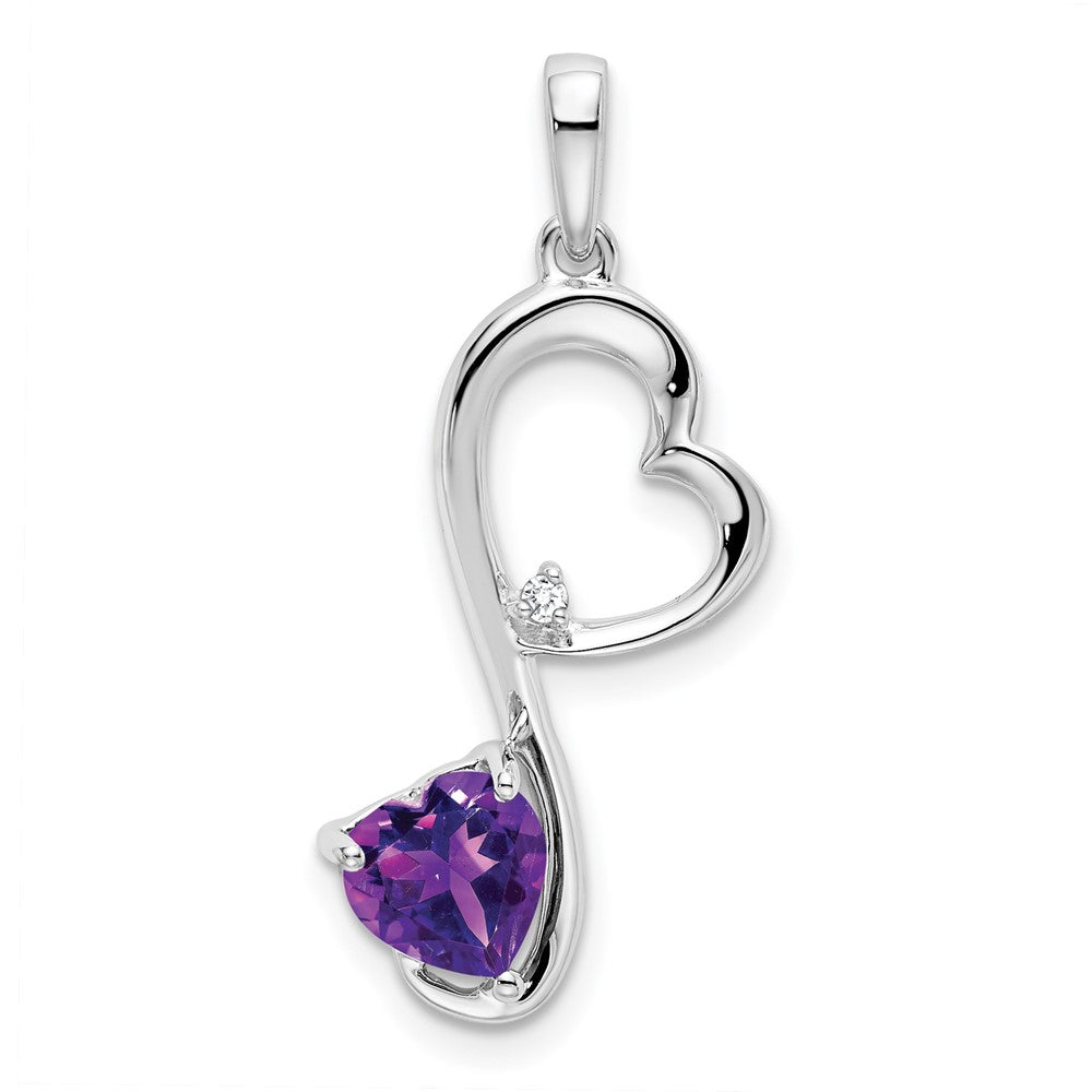 14k white gold amethyst and real diamond heart pendant pm7007 am 001 wa