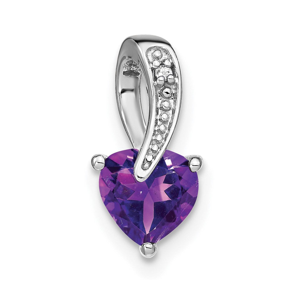 14k white gold amethyst and real diamond heart pendant pm7009 am 001 wa
