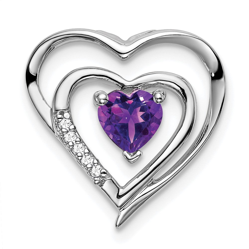 14k white gold amethyst and real diamond heart pendant pm7016 am 002 wa
