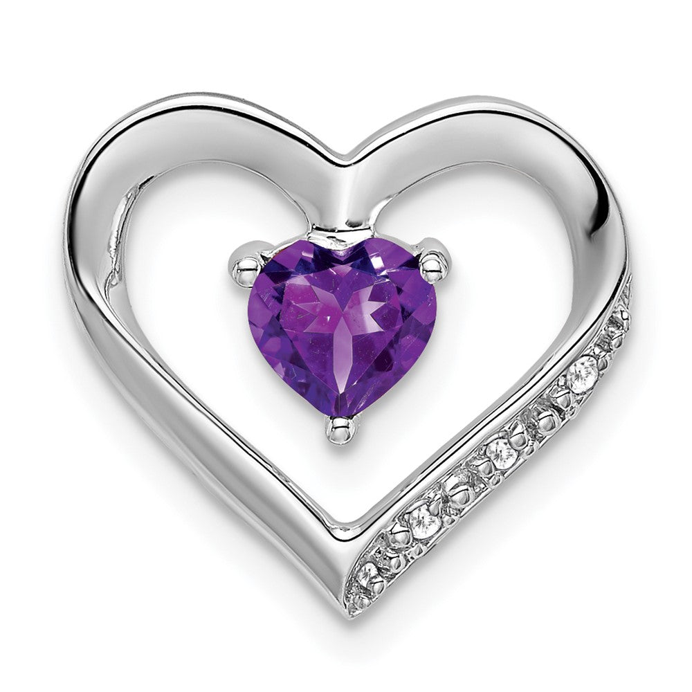 14k white gold amethyst and real diamond heart pendant pm7017 am 003 wa