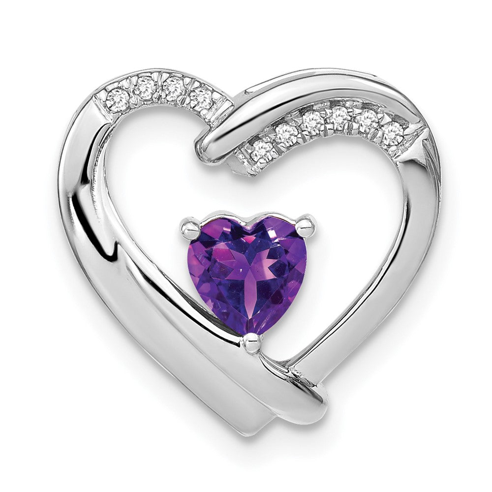 sterling silver amethyst and real diamond pendant pm7018 am 005 ssa