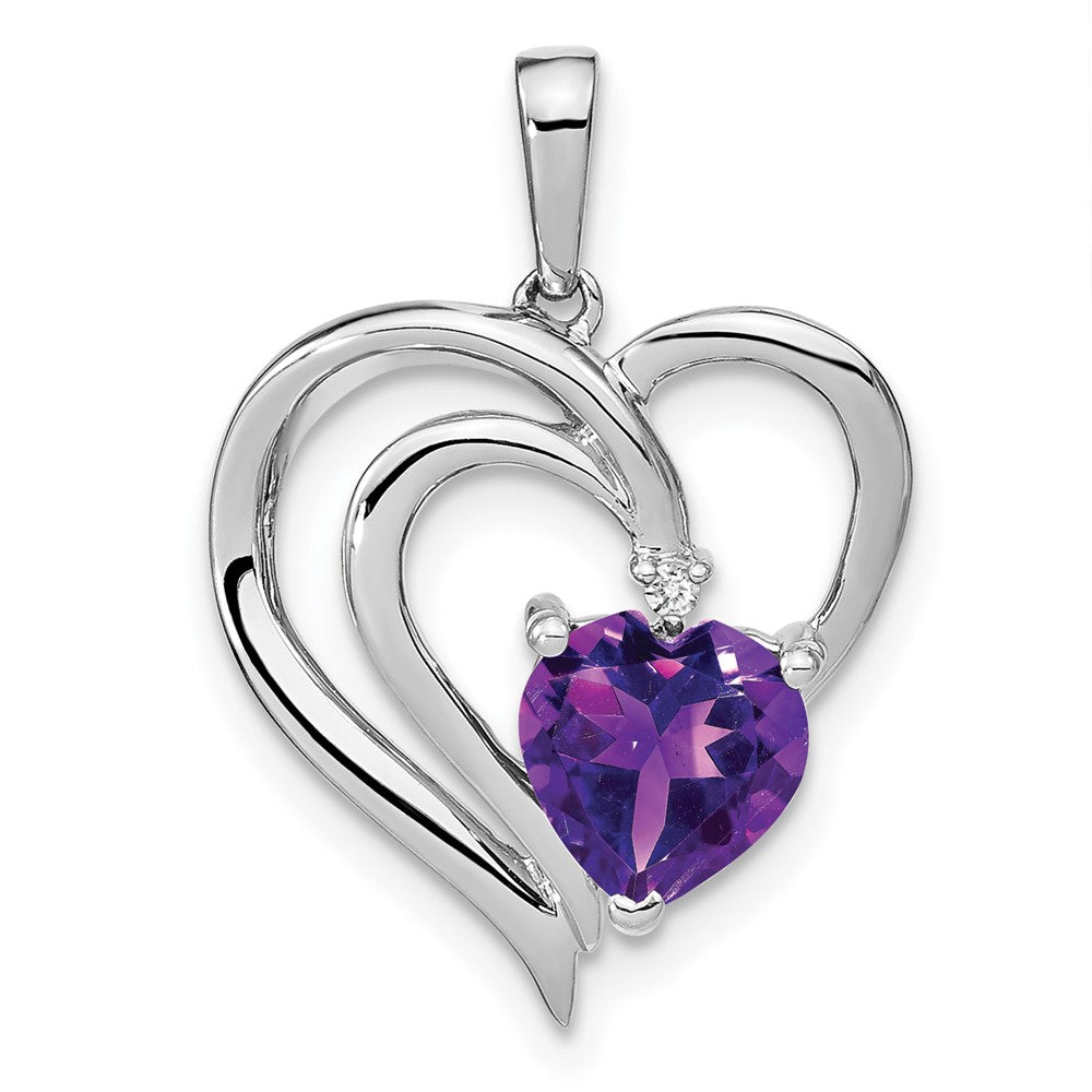 sterling silver amethyst and real diamond pendant pm7025 am 001 ssa