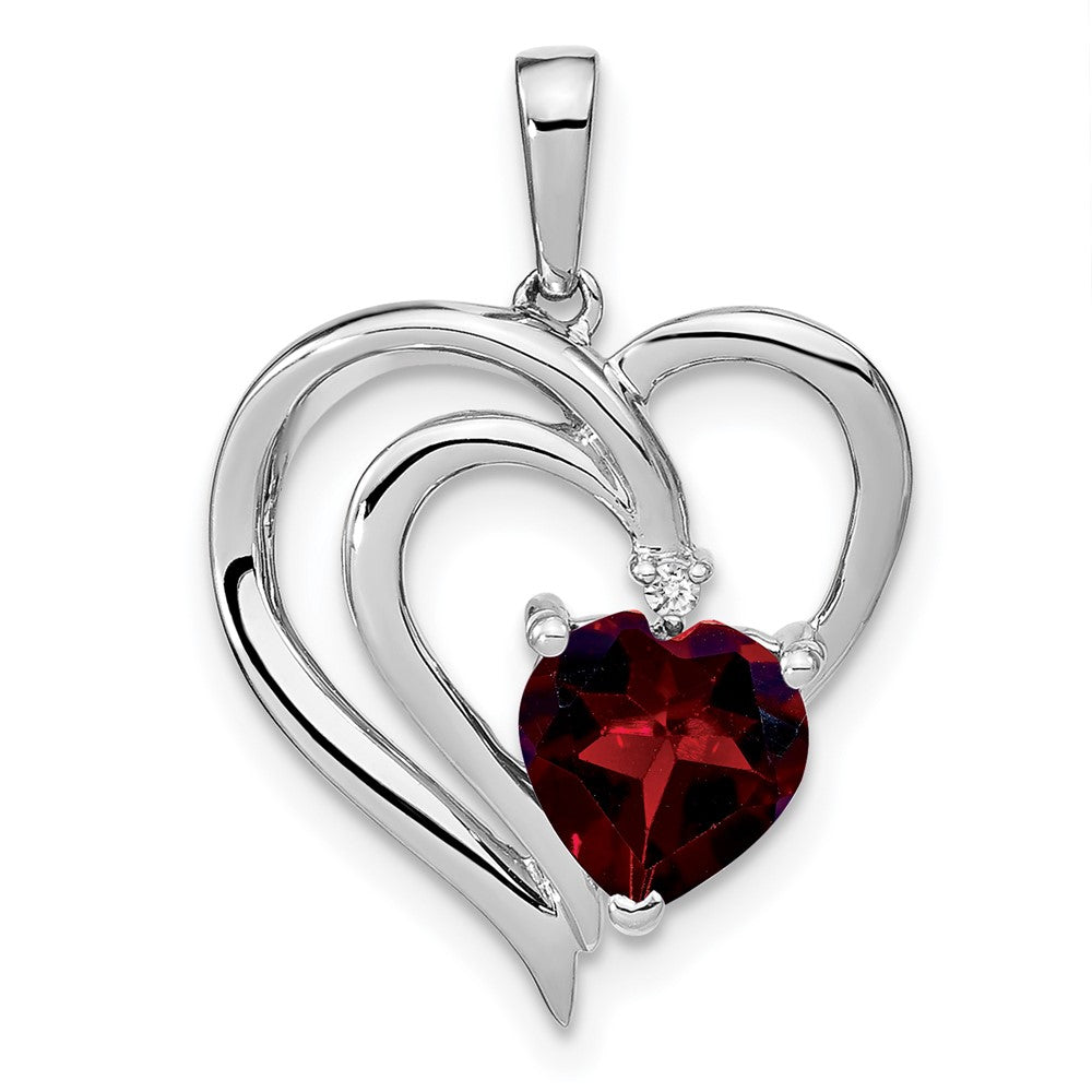 sterling silver garnet and real diamond pendant pm7025 ga 001 ssa