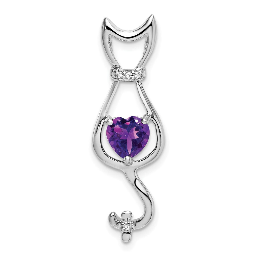 10k white gold amethyst and real diamond cat pendant pm7030 am 002 1wa
