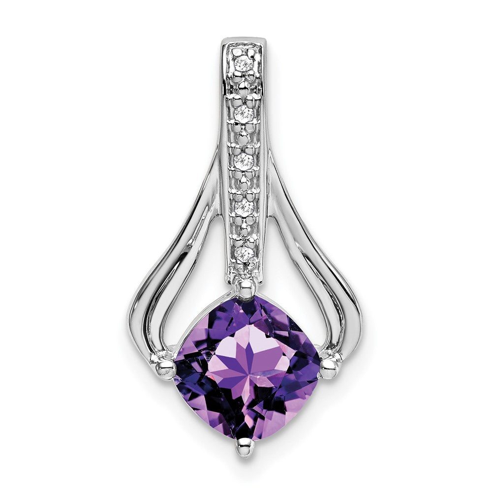 14k white gold amethyst and real diamond pendant pm7032 am 002 wa
