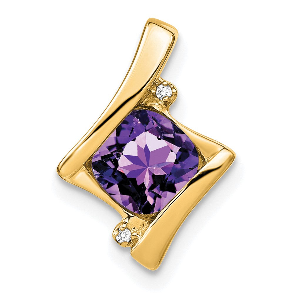 14k yellow gold amethyst and real diamond pendant pm7033 am 001 ya