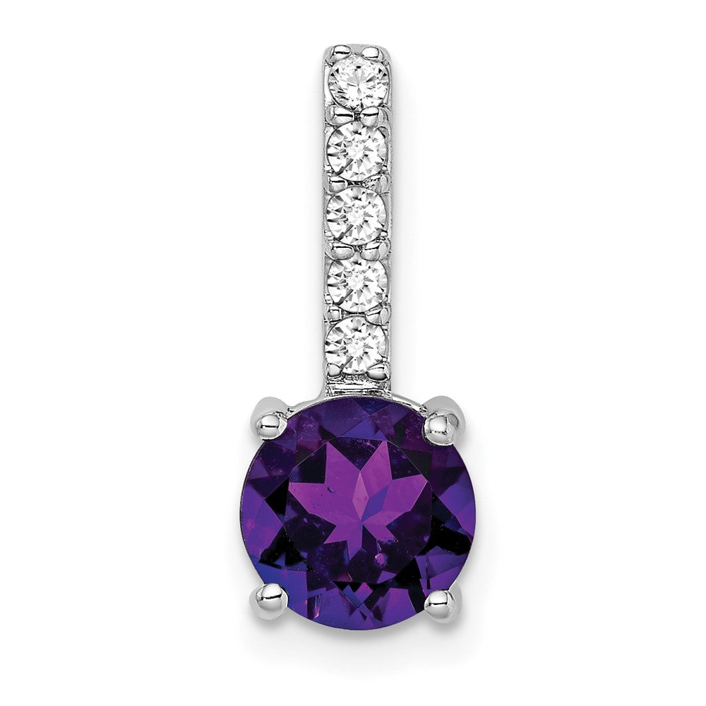 14k white gold round amethyst and real diamond pendant pm7036 am 013 wa