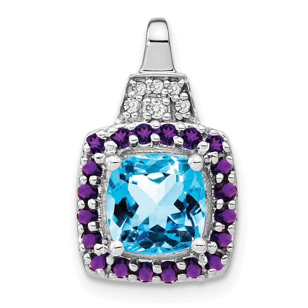 14k white gold blue topaz amethyst real diamond pendant pm7073 bt 004 wa