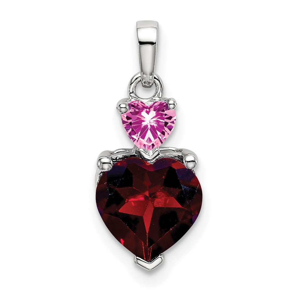 14k white gold heart garnet and cr pink sapphire pendant pm7076 ga cps w